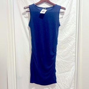 Blue dress with cinch sides,